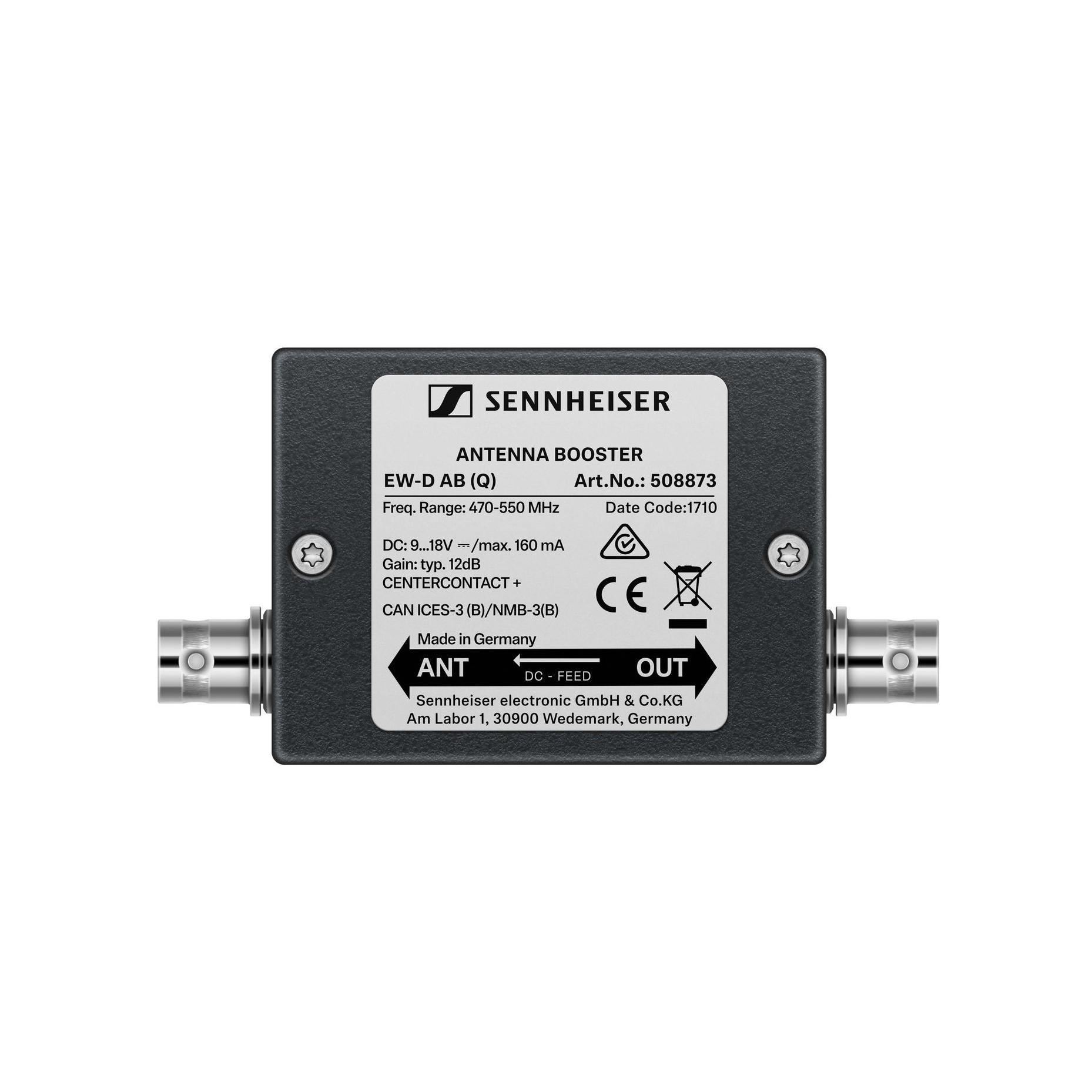 126162 EW-D AB (Q) Inline antenna booster, +10 dB ain, BNC connectors, frequency rane (470-550 MHz) - Image 1