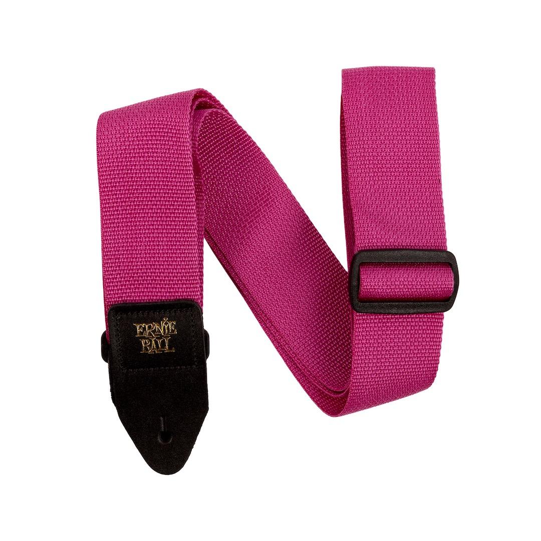 131080 Polypro Guitar Strap - Raspberry & Black - Image 1