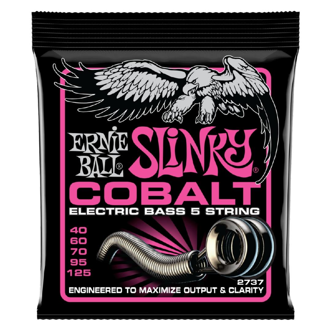 136650 P02737 Super Slinky Cobalt 5-String Electric Bass Strings 40-125 Gauge - Image 1
