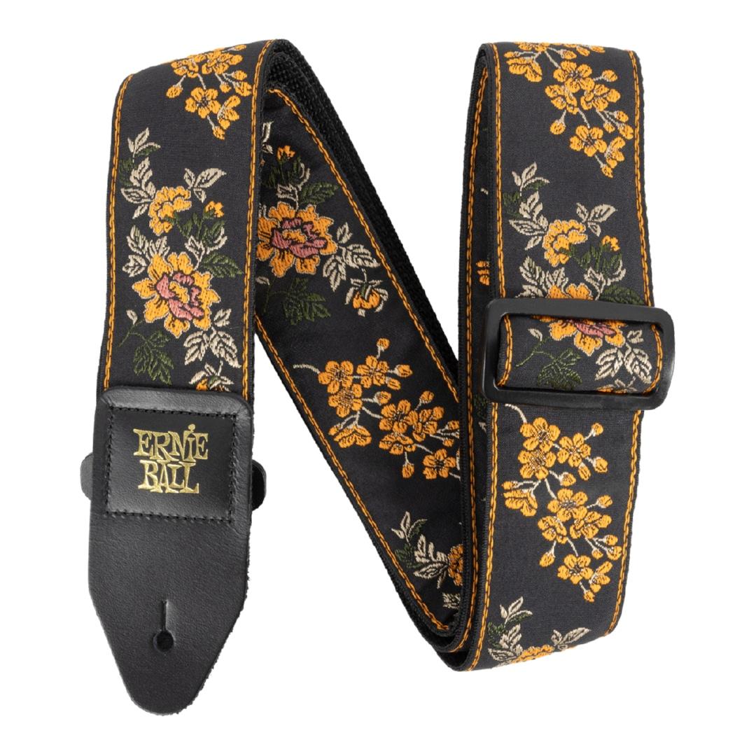 136664 P05363 Classic Jacquard Guitar/Bass Strap - Tangerine Blossom - Image 1