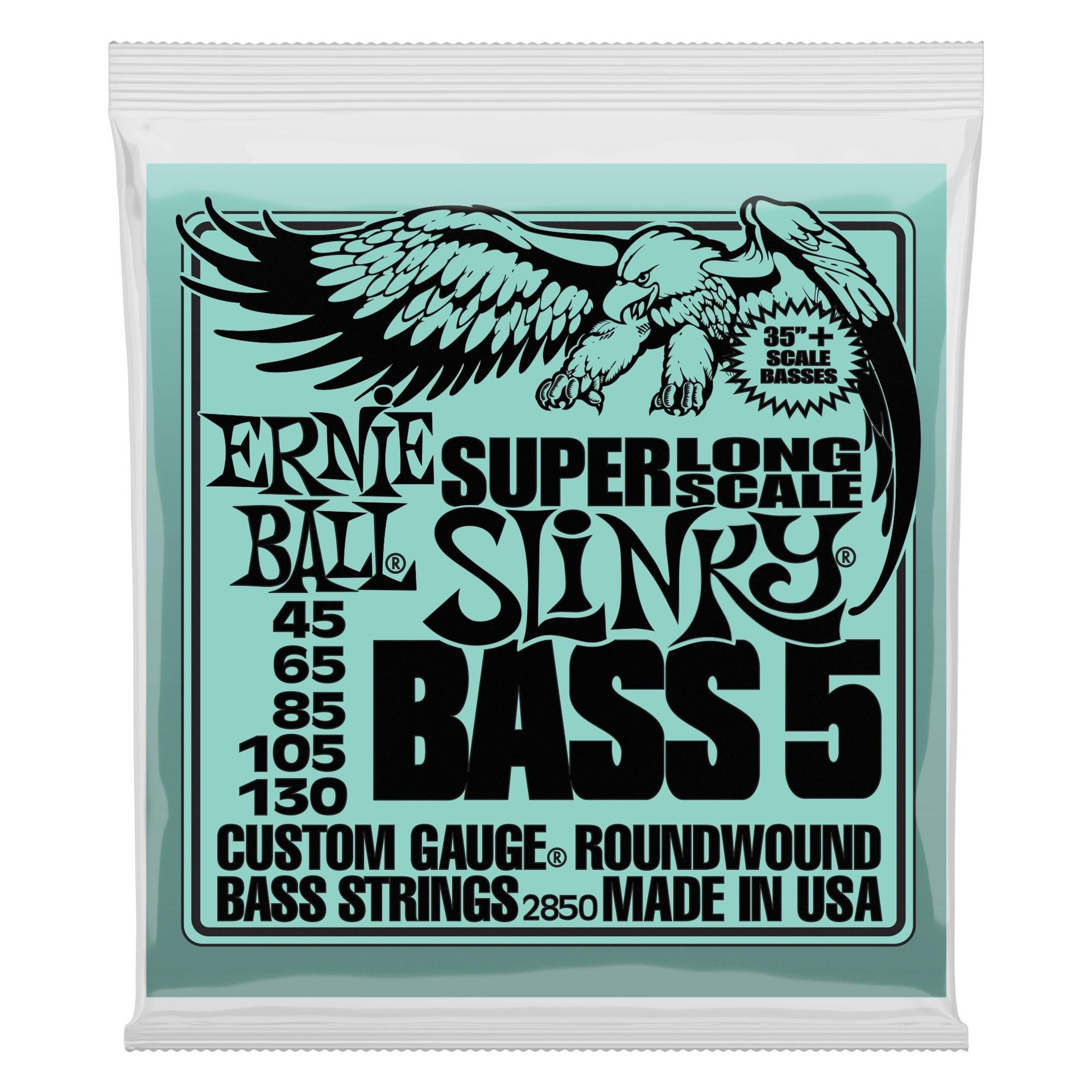 17362 2850 Bass 5 Slinky Super Long Scale Electric Bass Strings - 45-130 Gauge - Image 1