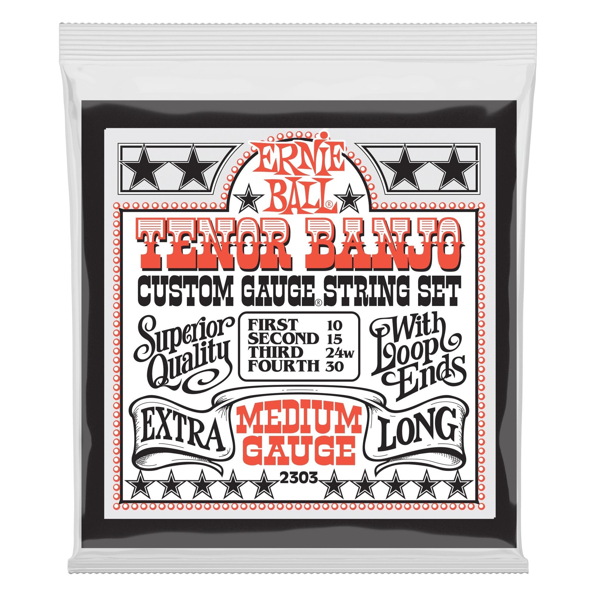 17531 2303 Medium Loop End Stainless Steel Tenor Banjo Guitar Strings - 10-30 Gauge - Image 1