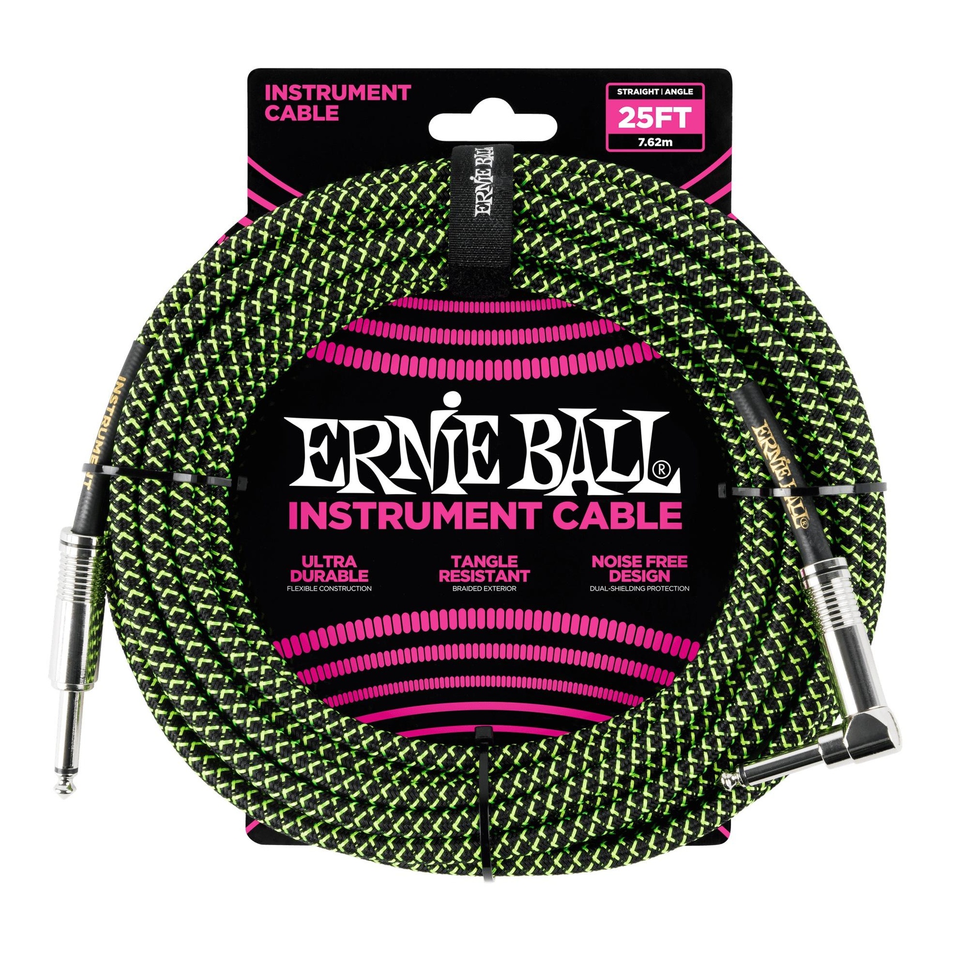 17574 6066 Braided Straight / Angle Instrument Cable - Black / Green (7.62M) - Image 1