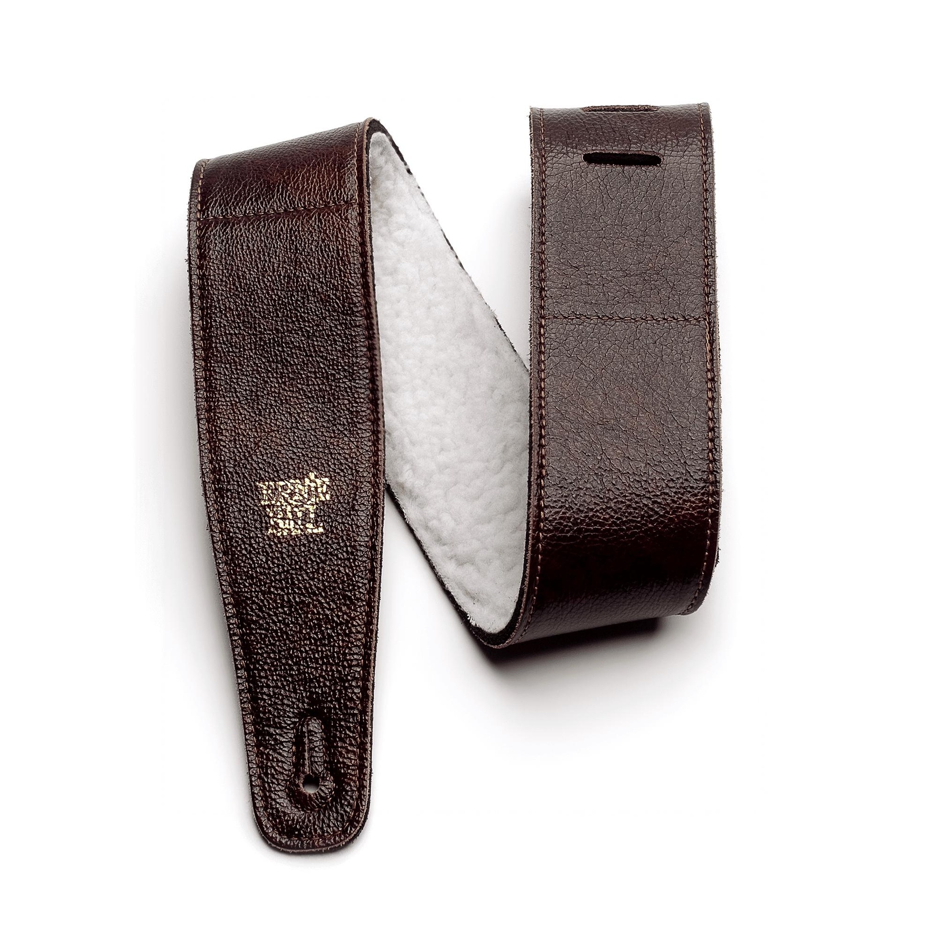 17676 4138 6.35-CM Adjustable Italian Leather Strap with Fur Padding - Chestnut - Image 1