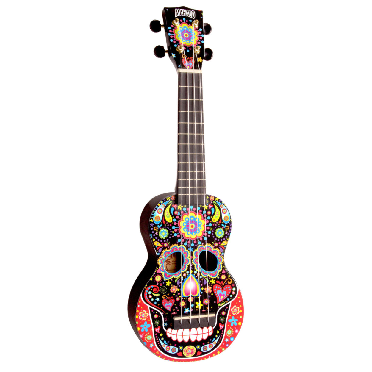 Mahalo-MA1SKBK-1.png Soprāna ukulele Mahalo Art MA1-SKBK Skull - Image 1