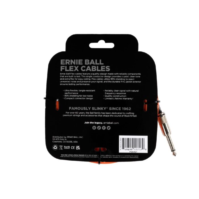 P06421 Flex Instrument Cable Straight/Straight 20ft - Orange - Image 2